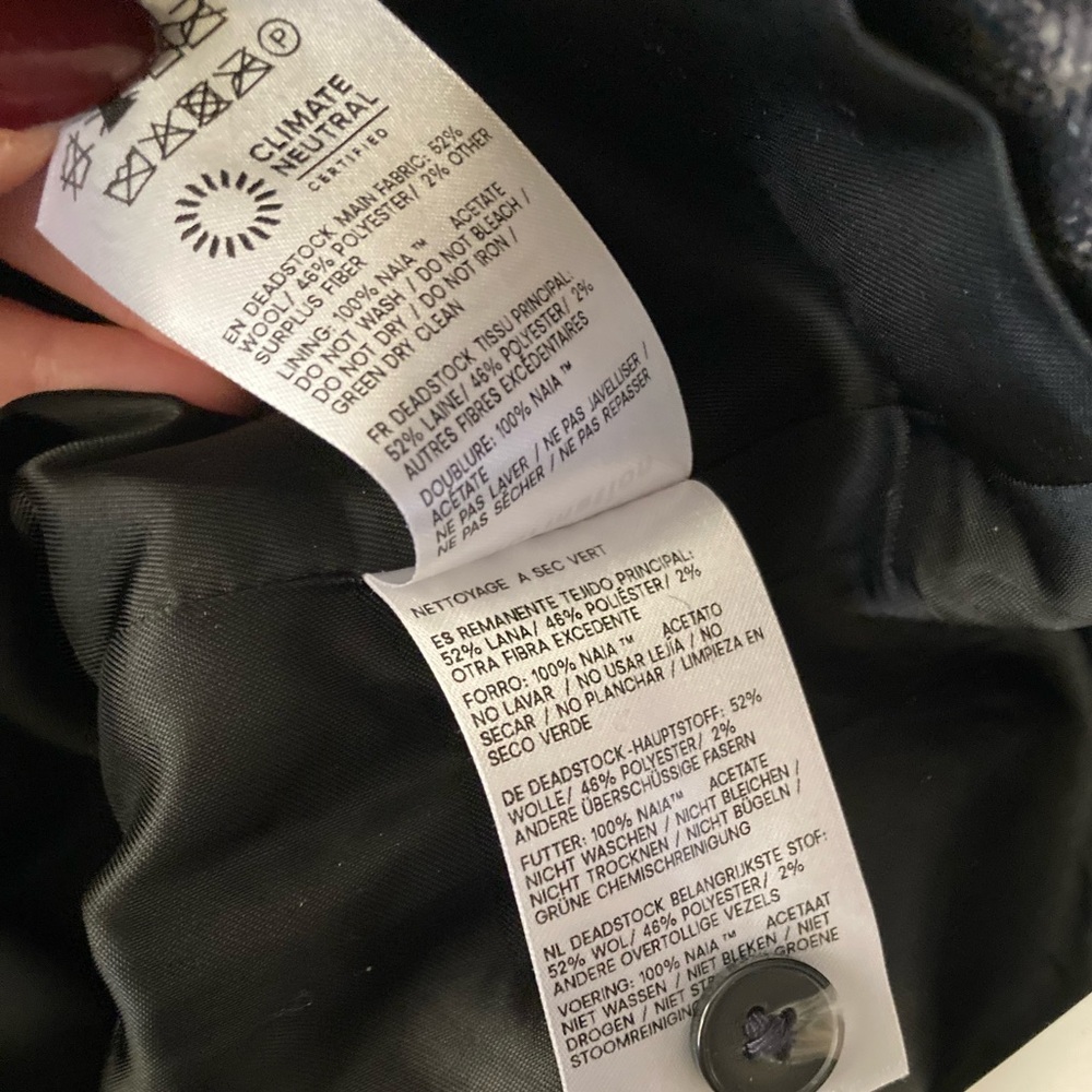 Reformation Mabel Jacket NWT Wool Blend Belted Blazer in Navy Check - Picture 10 of 12